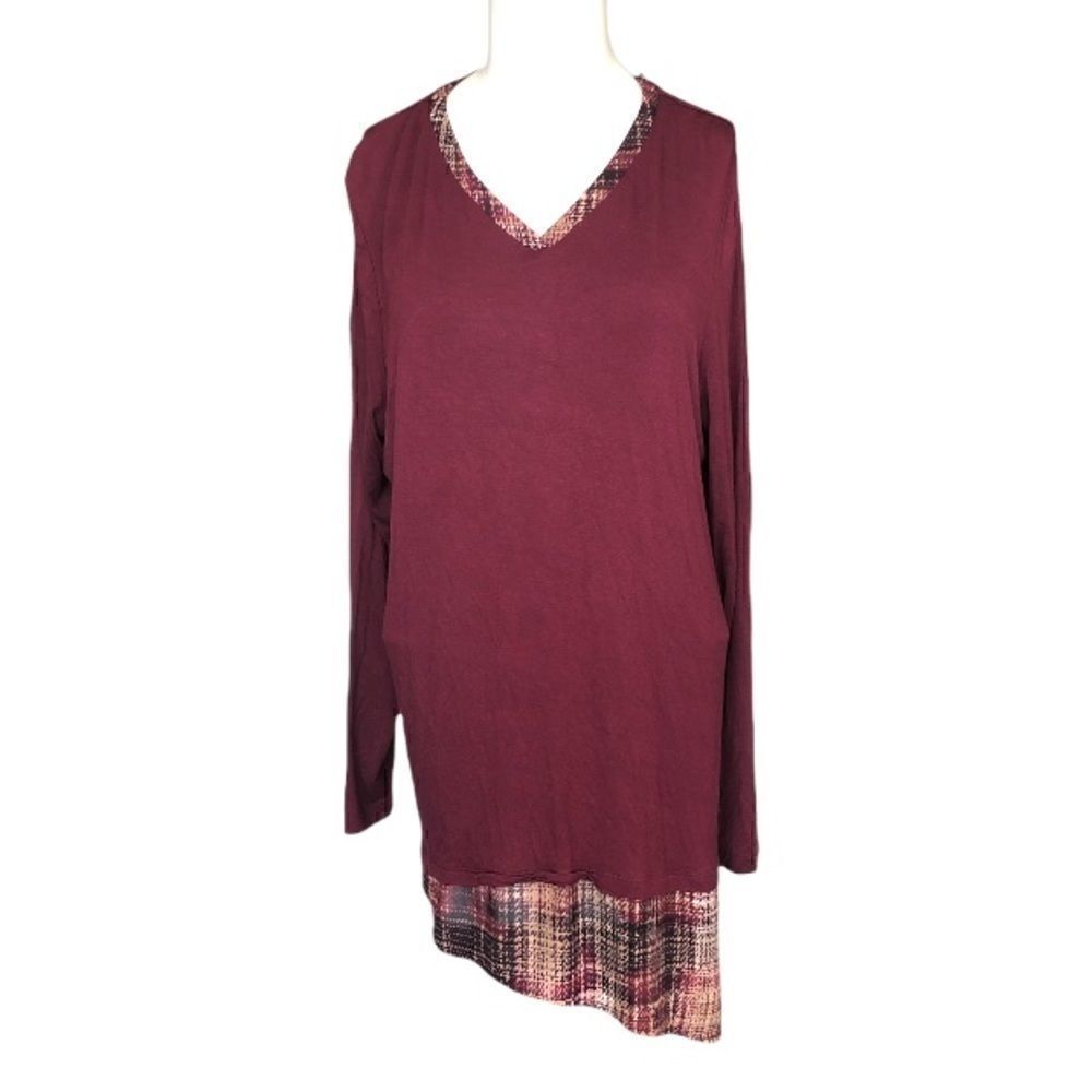 CJ Banks size X (14W) burgundy asymmetrical top